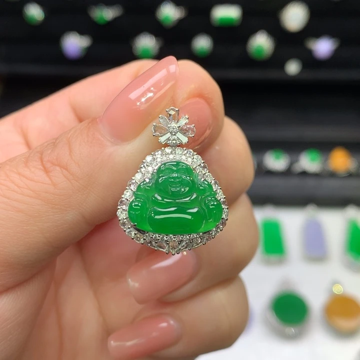 翡翠吊坠(不含链)18K金镶嵌栗*.尾款