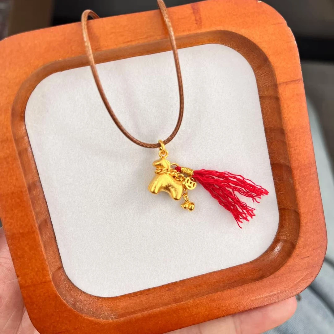 妮蔻黄金足金999 马上有钱吊坠 古法工艺 黄金首饰 黄金按克卖