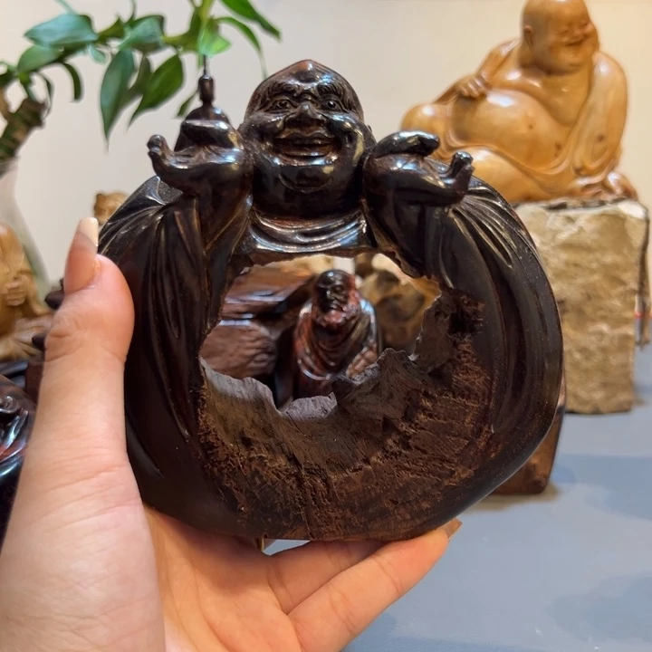 木大红酸枝开心罗汉摆件