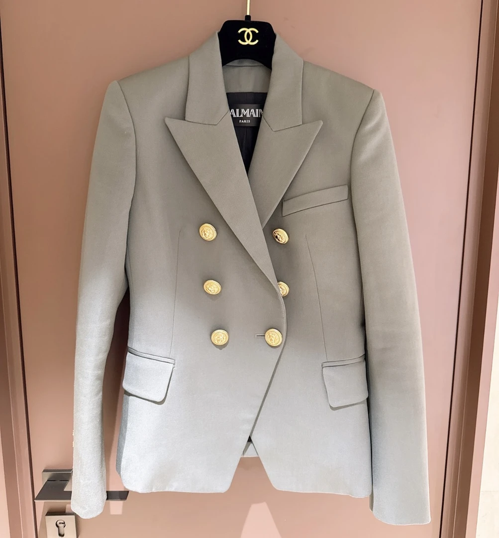 99新 BALMAIN/巴尔曼 Balmain经典双排扣西装外套38码/E50372
