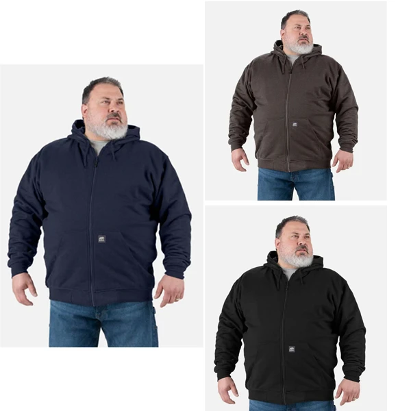 2025年外贸加肥加大男士BERNE宽松连帽拉链长袖卫衣