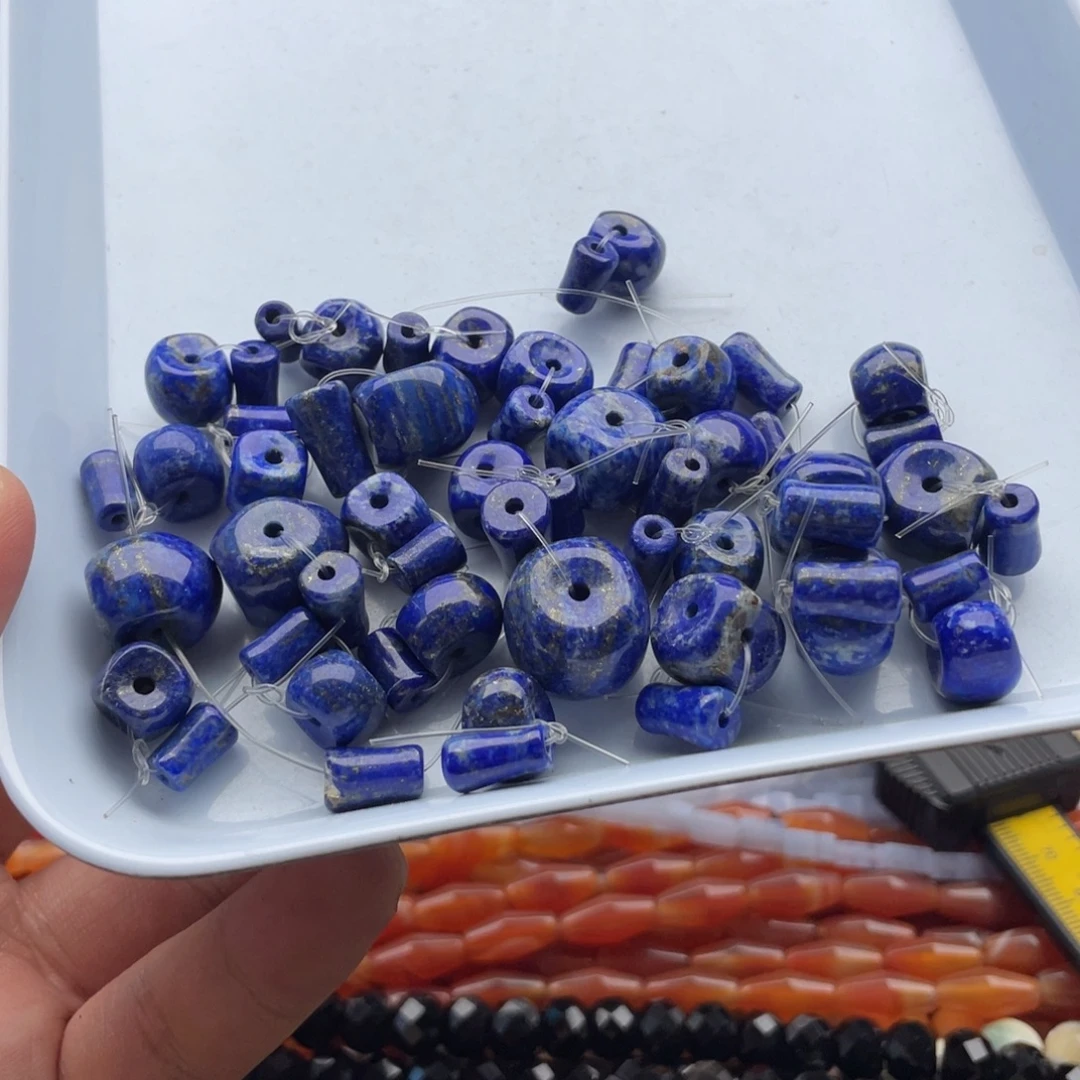 玛瑙/玉髓未镶嵌珠宝半成品三套青金三通有大有小随机发