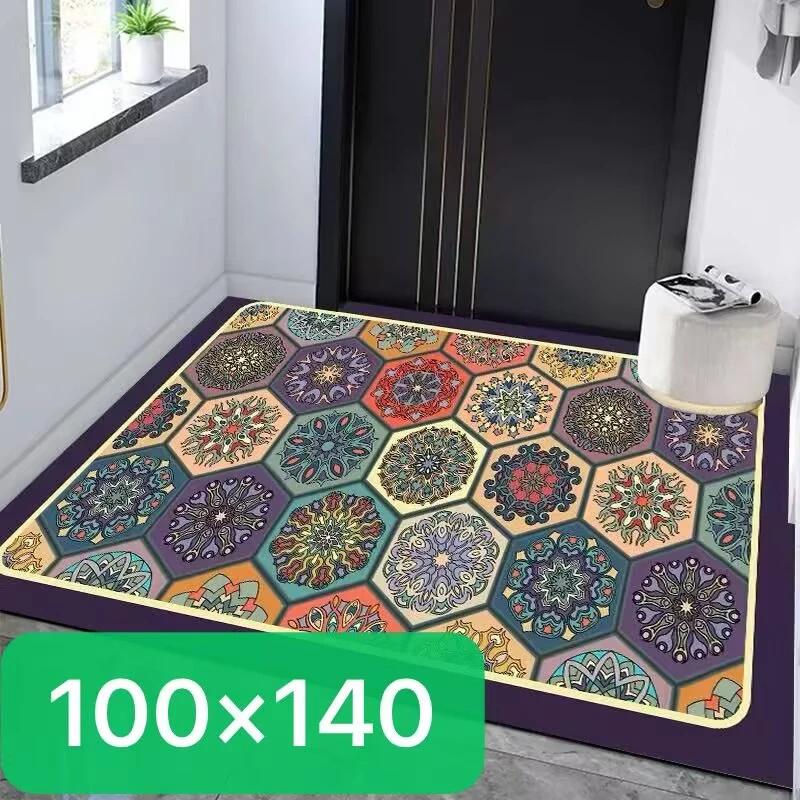 100*140加大入户门口垫厨卫吸水防滑好打理可裁剪可水洗紫色波斯