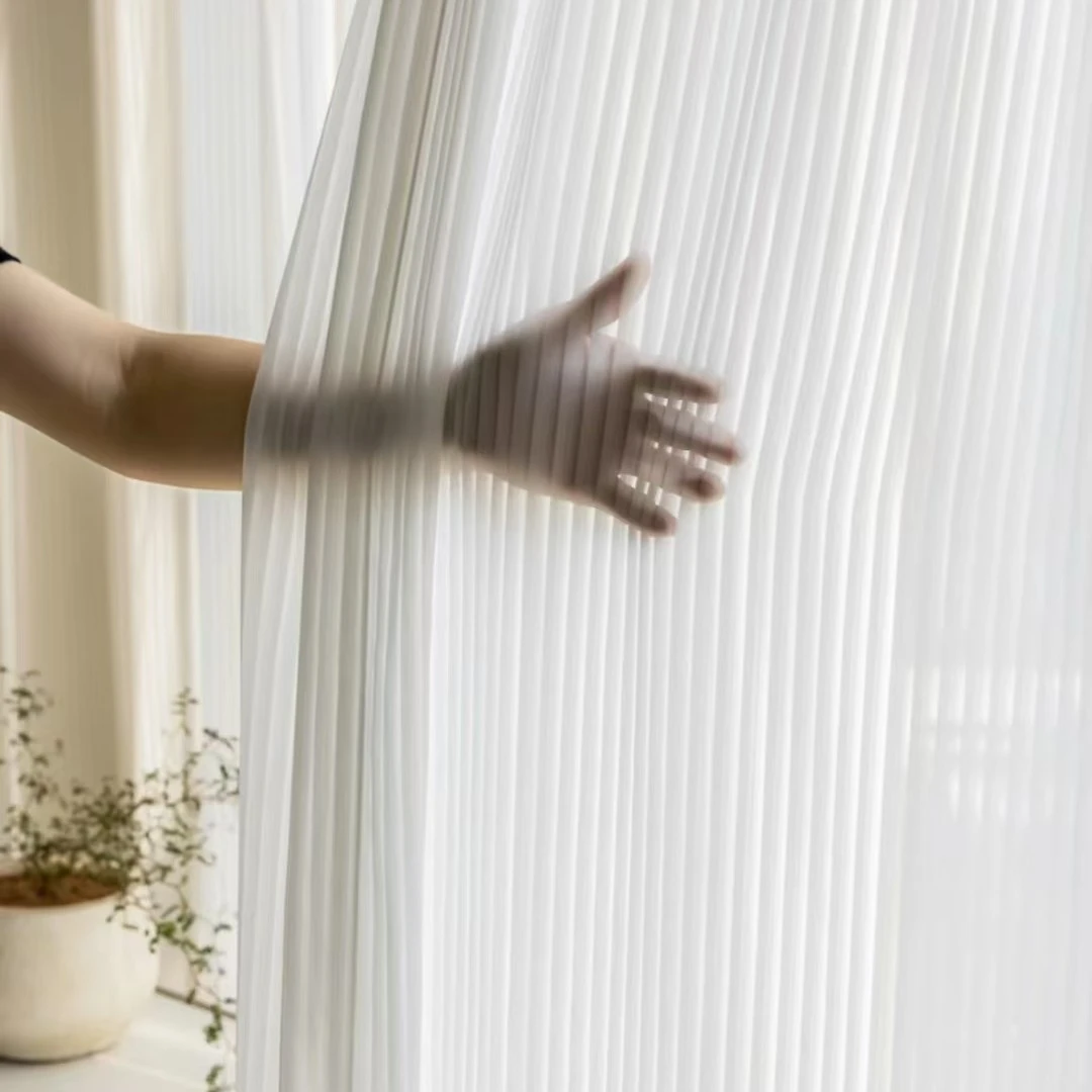 百叶纱网红纱透光不透人窗帘窗帘布纱帘