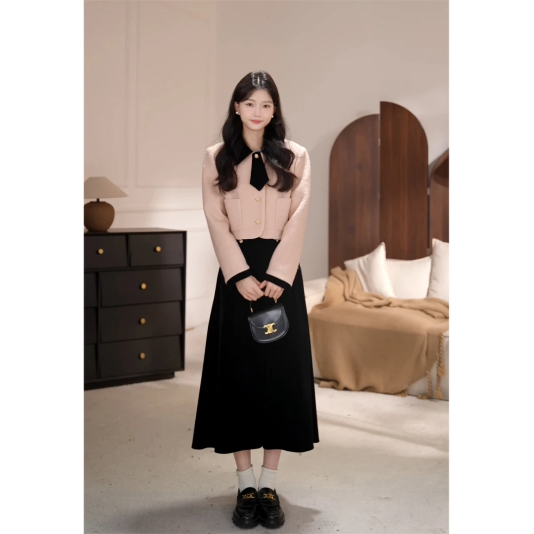 「微醺心动」高腰显瘦a字半身裙女黑色裙子DYL661338