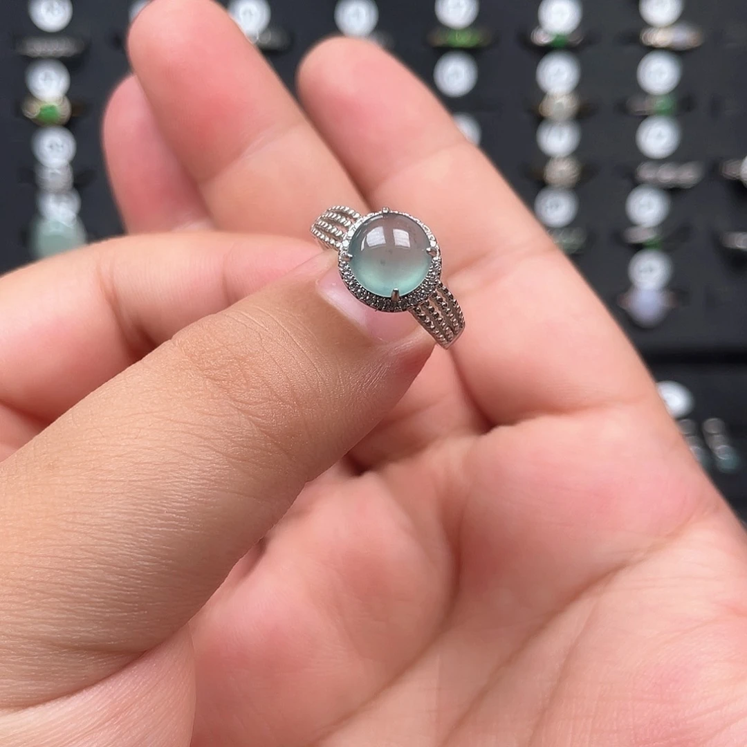 翡翠银S925镶嵌耳饰