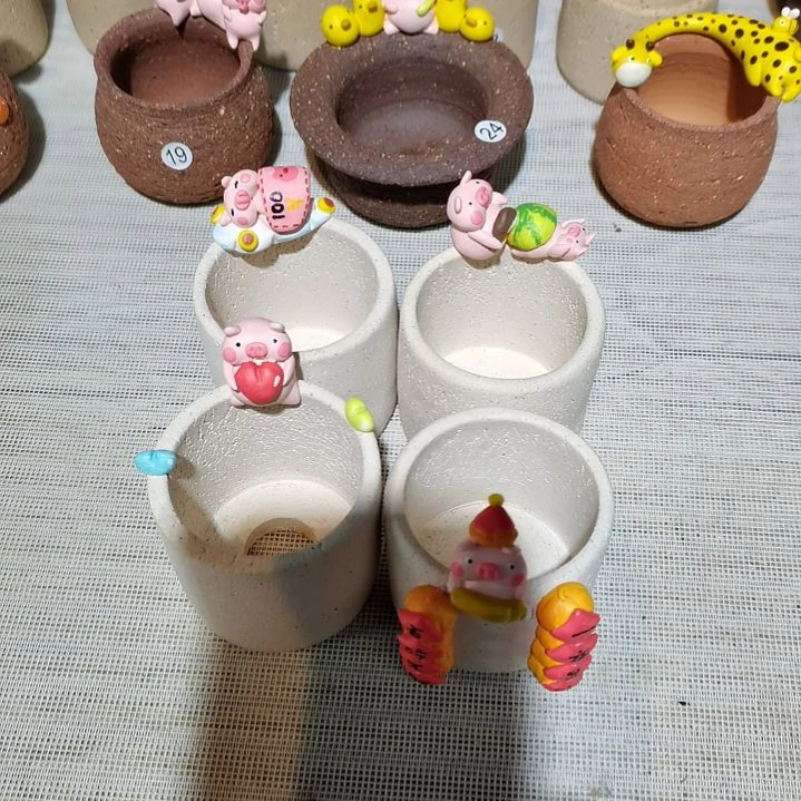 陶沐*づ专拍4个花盆素烧