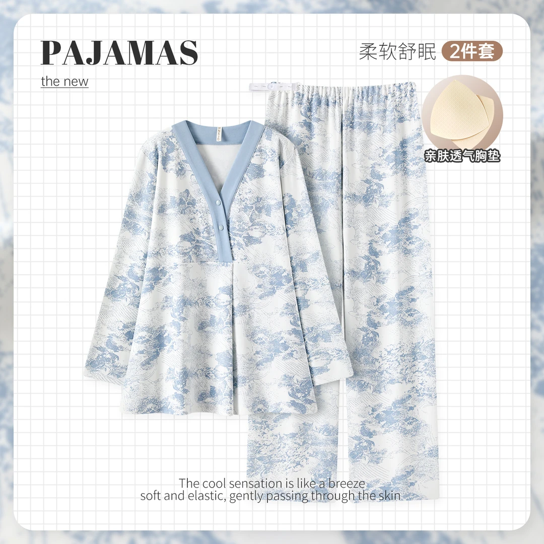 云感棉带胸垫秋冬产后产妇喂奶月子服孕妇哺乳衣睡衣家居服可外穿