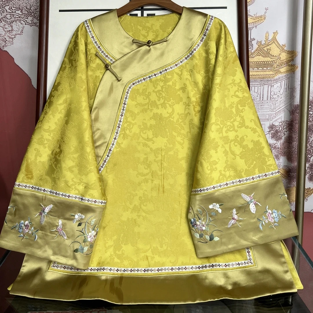 卿风ZY25-6028重磅人丝提花缎新款斜襟太太服格格服上衣