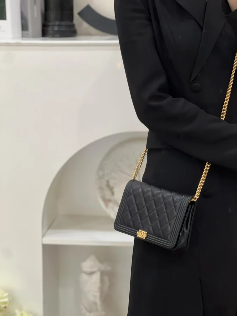 99新 Chanel/香奈儿 香奈儿 leboy woc黑金荔枝纹/优品