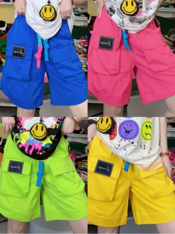 夏季薄款定制原版休闲宽松时尚百搭五分运动短裤男女同款【糖果色】