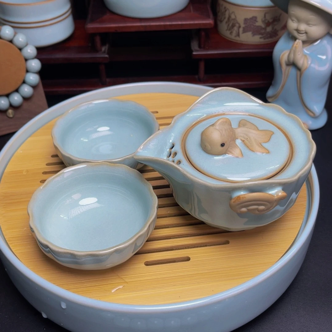 【闪购商品】汝州单壶，天青，串，壶，盖碗