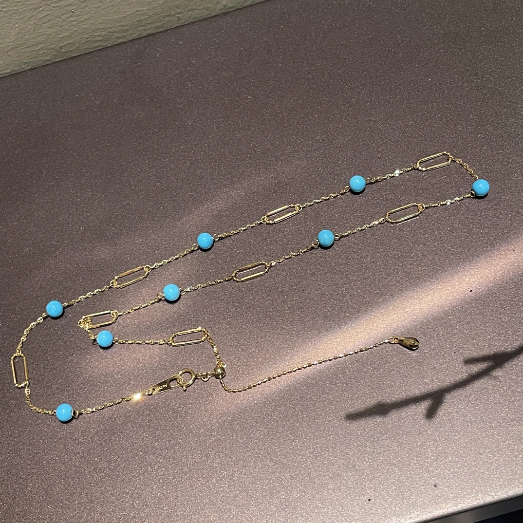 18k金美松环扣满天星时尚百搭项链（约卡4mm+，约长45cm）
