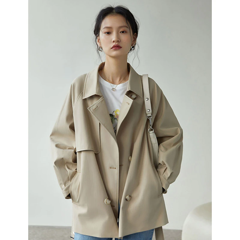 自巧小个子女装穿搭法式气质通勤直筒时尚休闲设计感风衣22ZQ0020