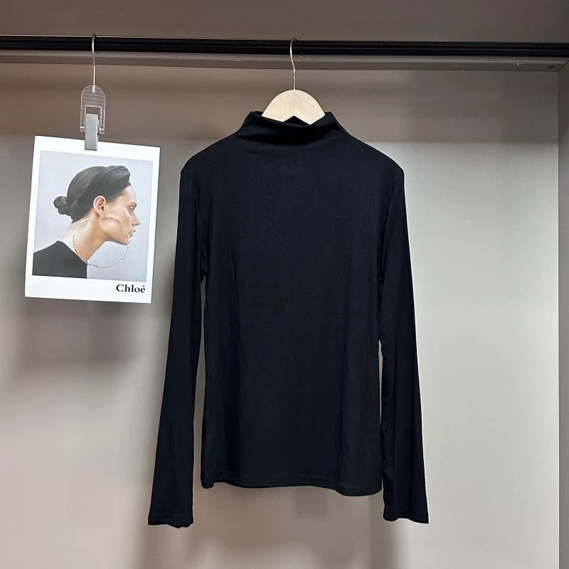 气质半高领长袖打底衫女舒适修身显瘦内搭上衣5224#衣长55