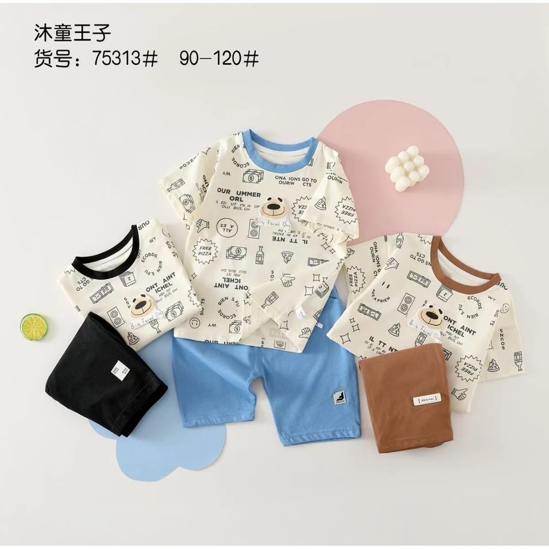 夏季卡通短袖短裤套装75313