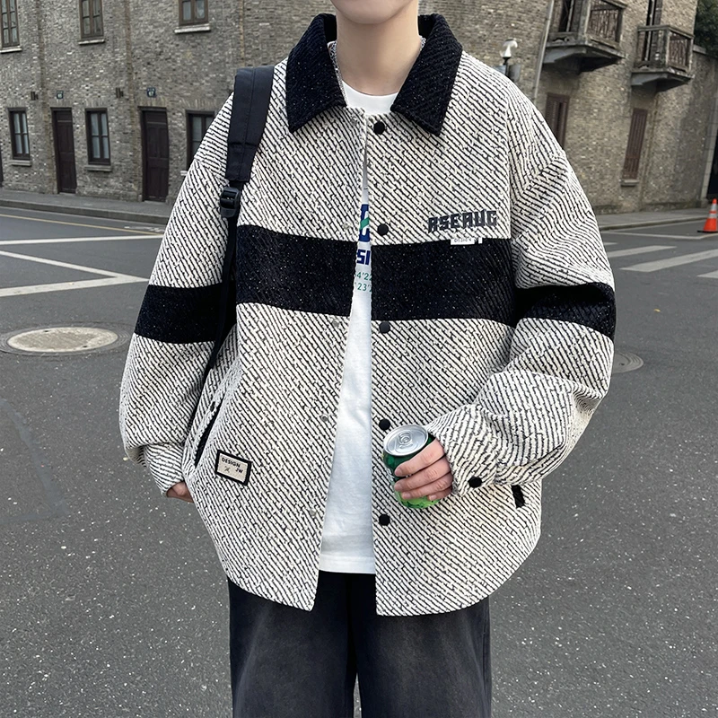 青少年男生2025春季新款拼色夹克外套时尚休闲春装学生宽松上衣服