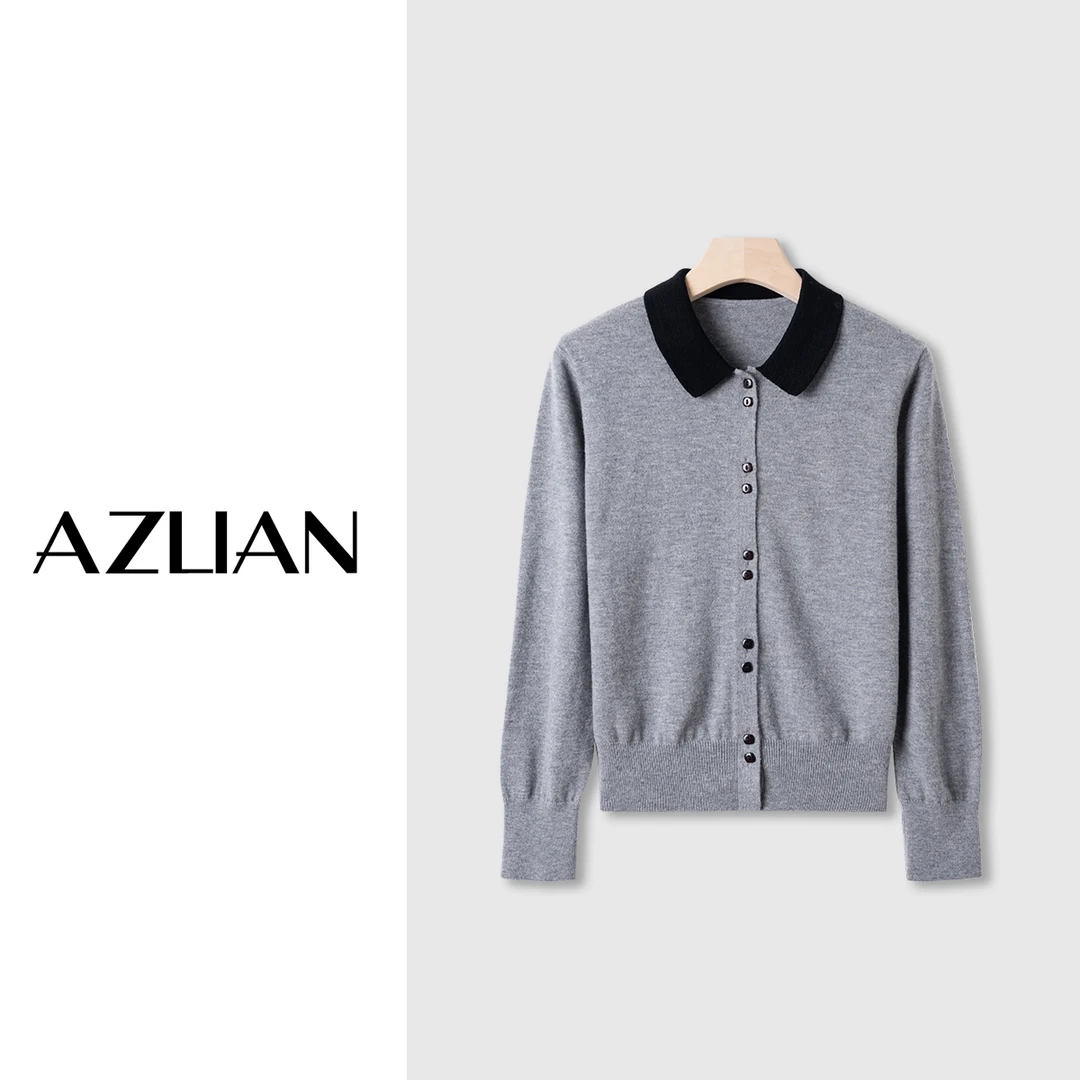 【鲤鱼定制】秋冬新款翻领羊毛衫女纯色长袖针织开衫 PX-1816