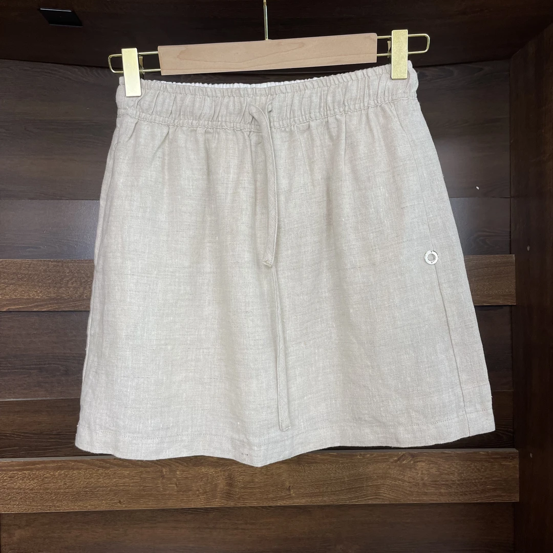 老钱风原麻色高级麻料半身裙