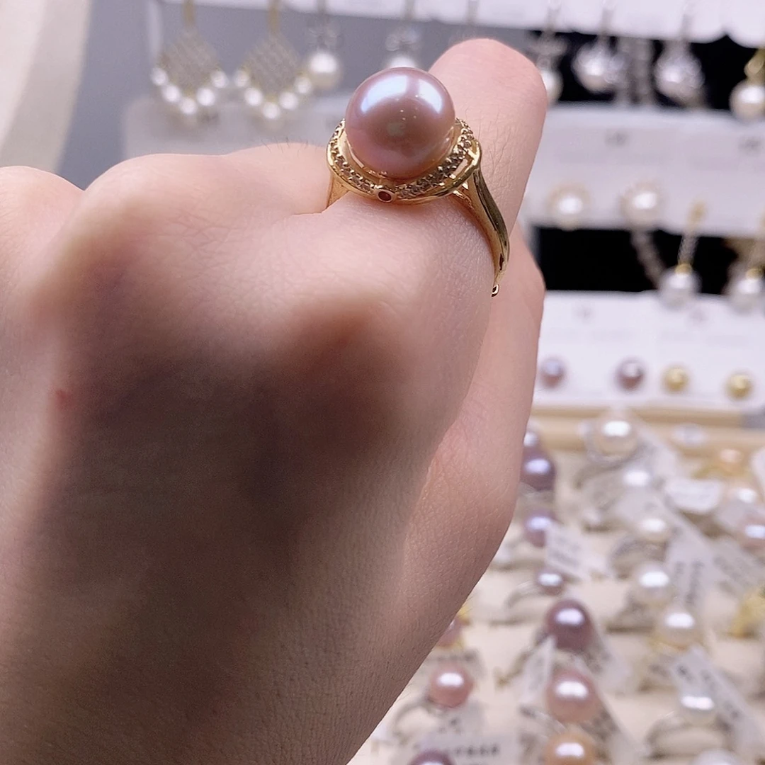 戒指银S925镶嵌淡水珍珠