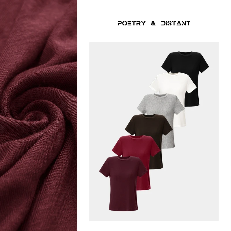 面料上做文章的t~低调高价感进口兰精天丝+绵羊毛混纺圆领短袖T恤