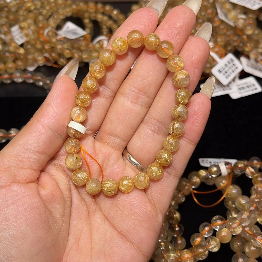 雨***墨未镶嵌发晶手串金发晶7+