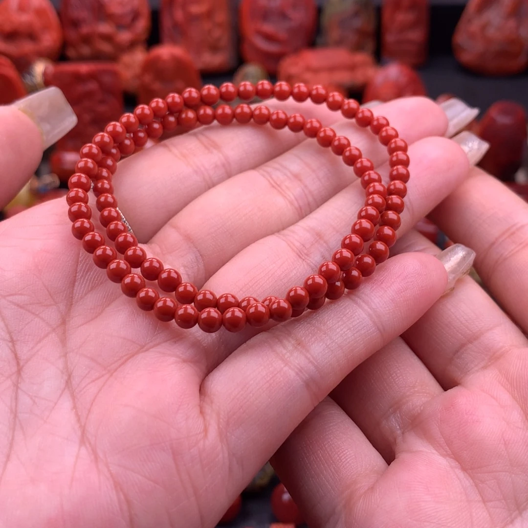 南红玛瑙南红川料双圈4mm➕未镶嵌