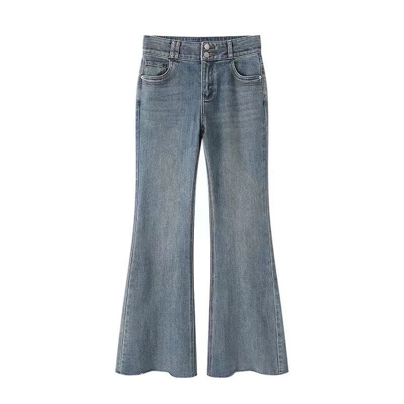 艾家2025春季新款休闲百搭阔腿牛仔裤女3225