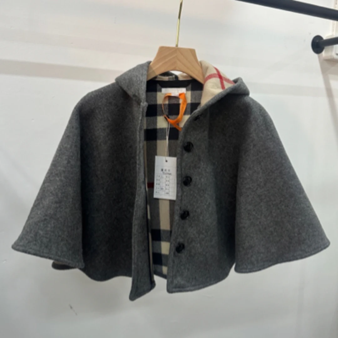 99新 BURBERRY/博柏利 格纹羊毛斗篷/D00972/L