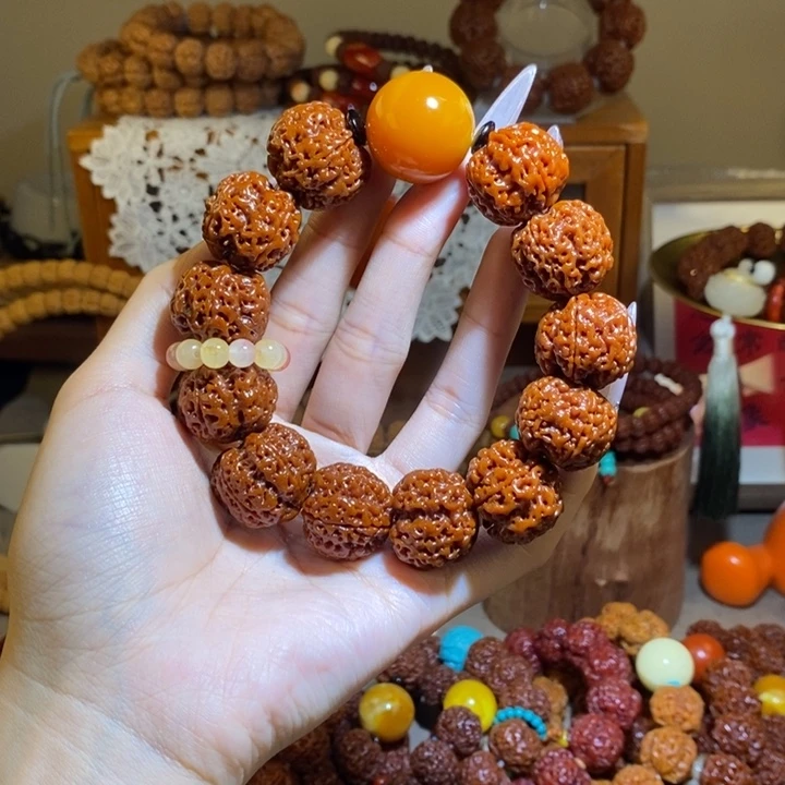 金刚菩提手串225玉华满肉花蜜彩环一物