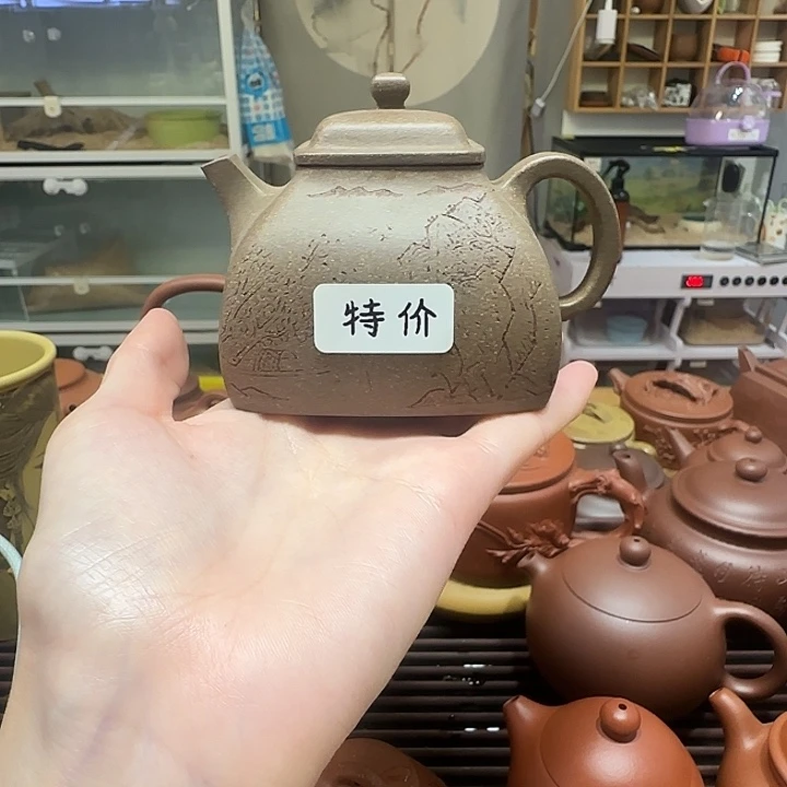 紫砂茶壶特价国工蒋洁半手工青段四方坦然200