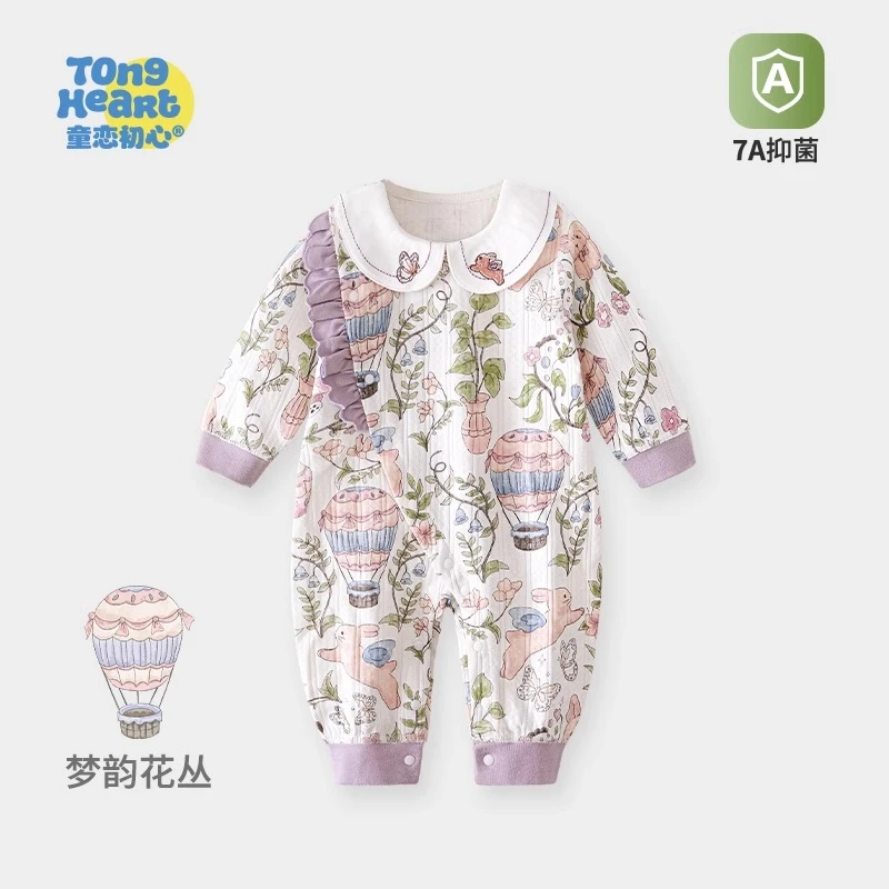 女宝宝秋装衣服幼婴儿连体衣春秋款外出服女童纯棉超萌洋气公主服