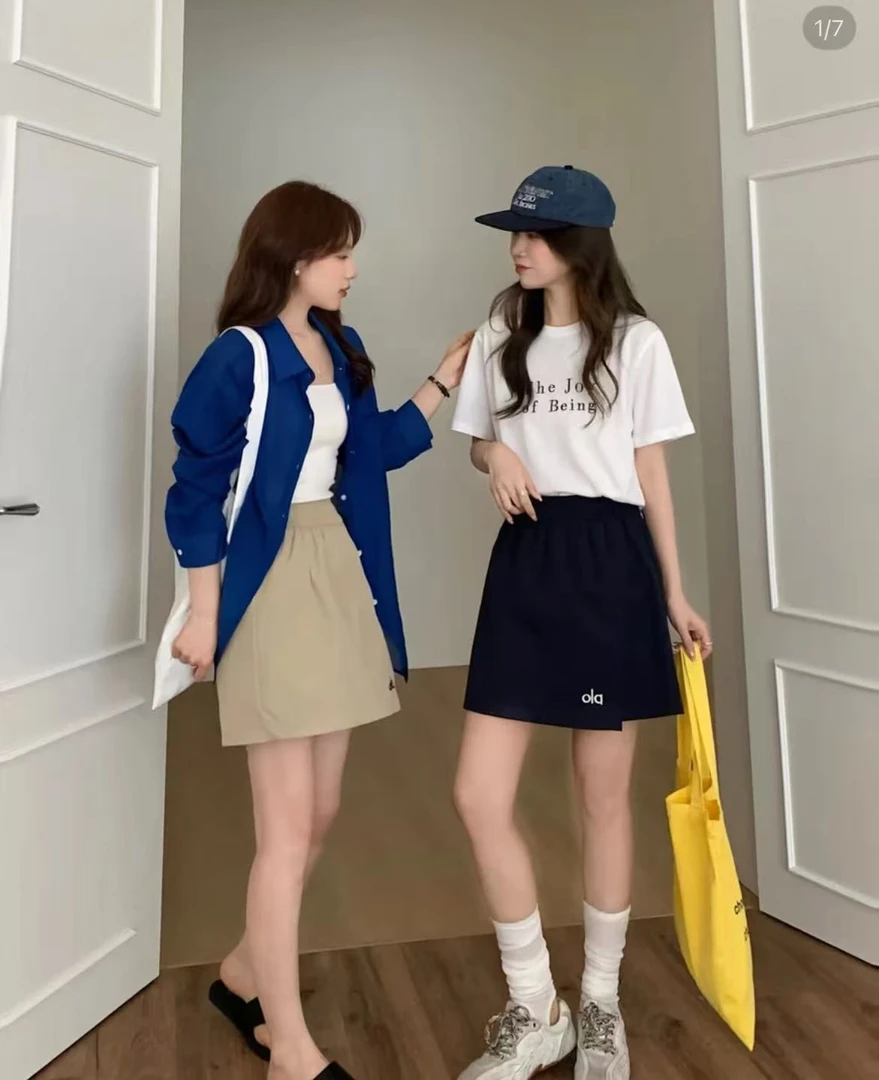 夏季新款显瘦百搭气质款裙裤时尚松紧腰纯色A字设计款短裤669#