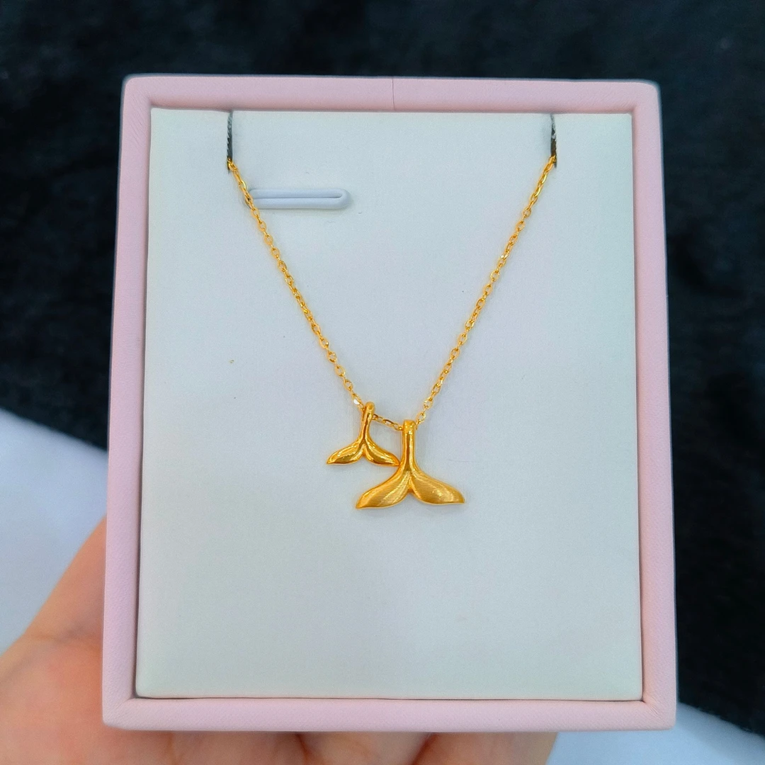 足金999海豚尾巴项链2.67g