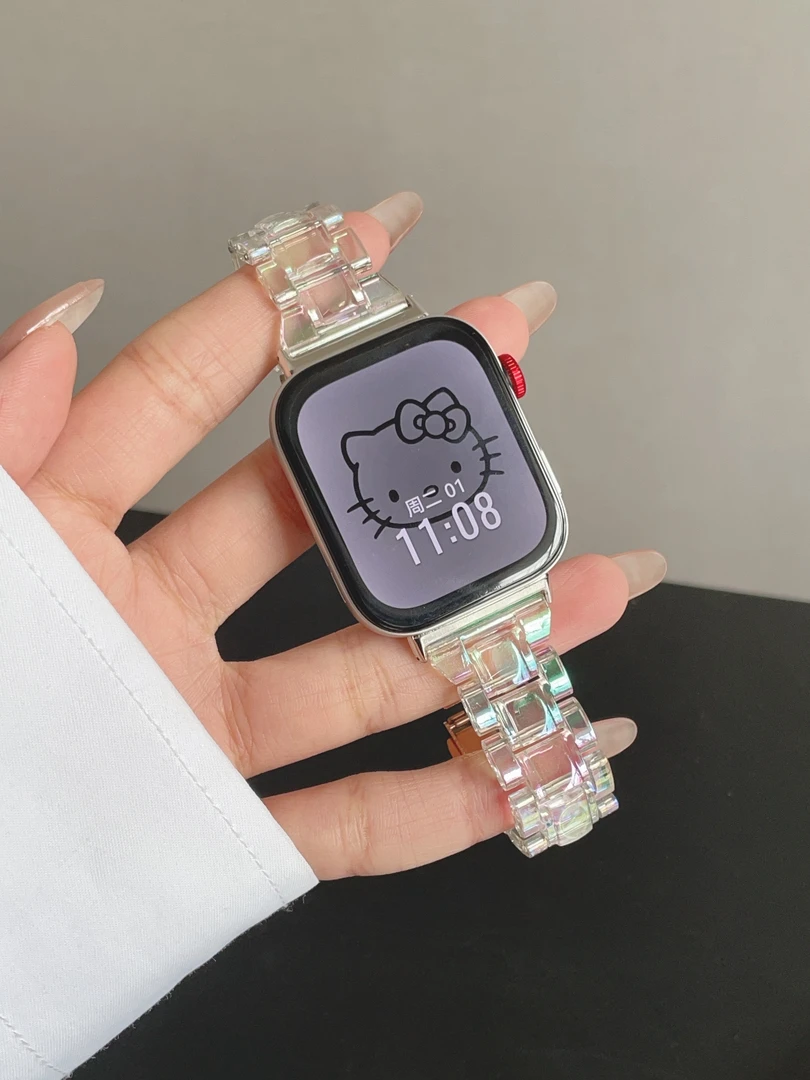 适用华为fit4人鱼姬镭射表带华为fit3夏日亚克力防水运动fit2腕带