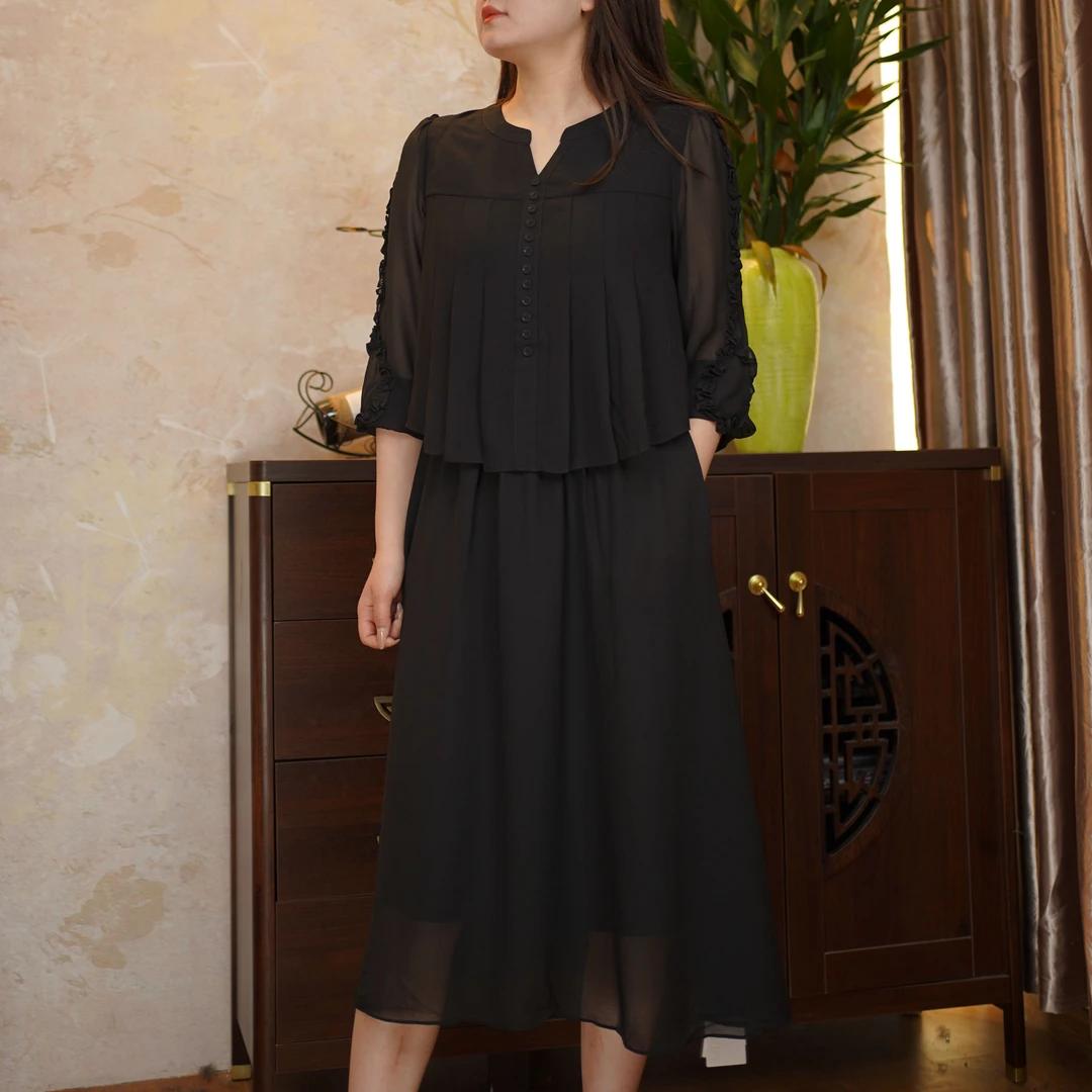 时尚洋气高级感裙子2025春季新款微胖女装女人味显瘦连衣裙