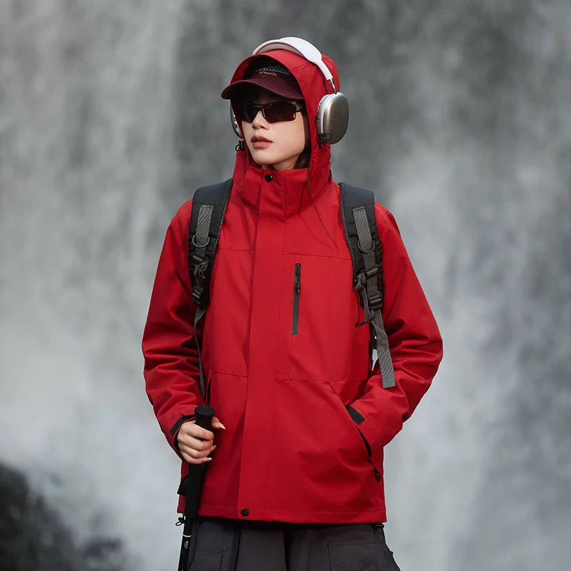 【三合一】三防双层冲锋衣外套 户外运动休闲宽松连帽百搭运动冲锋