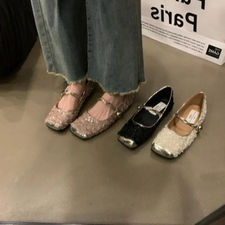 RYs‘Shoes 2025春新款韩版晚风气质仙女软平底玛丽珍鞋