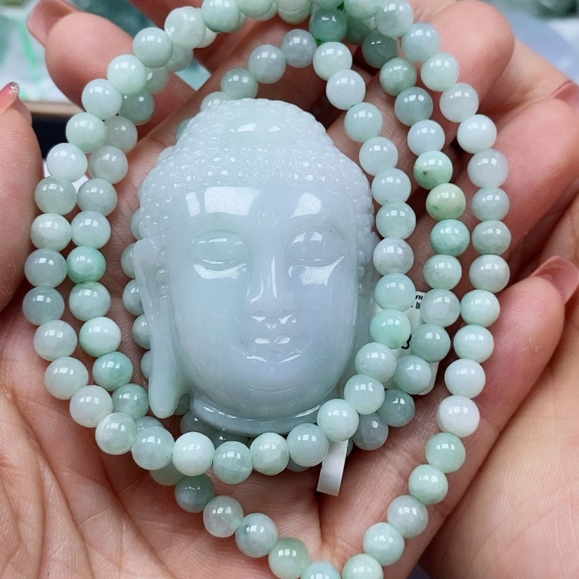 【闪购商品】翡翠颈饰未镶嵌月***⭐天然翡翠A货佛头珠链