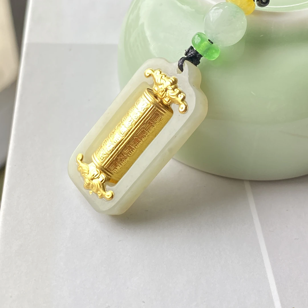 （周姐推荐）黄金 真金和田玉转经筒男女款