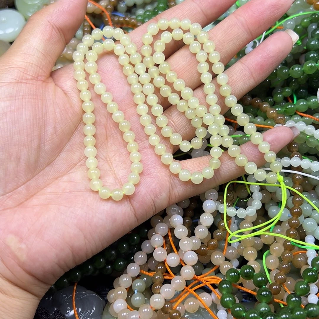 和田玉未镶嵌颈饰卡5多圈