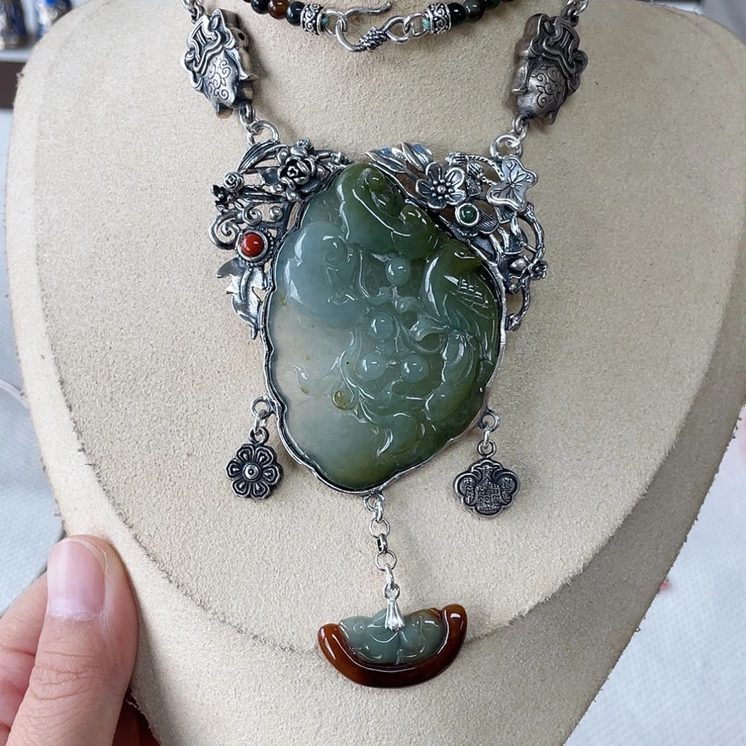 足银皮质新品925银镶嵌足银配饰项链