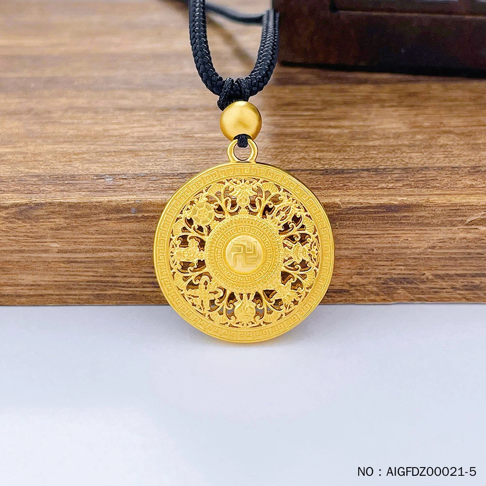 古法镂空八方祥瑞福字八宝罗盘挂绳吊坠AIGFDZ00021-5