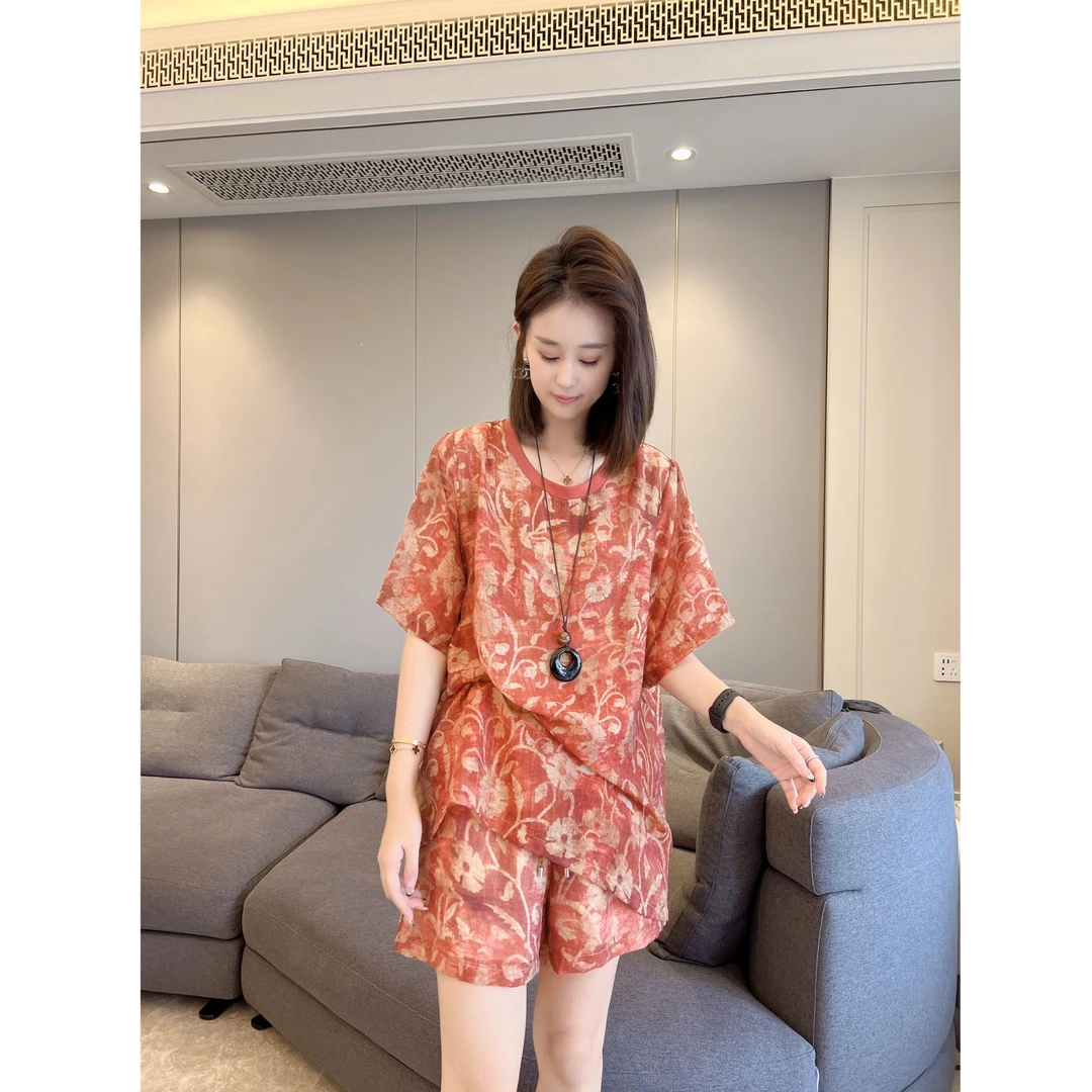 【红枫叶】2025新款夏季防晒宽松百搭上衣宽松短裤套装女