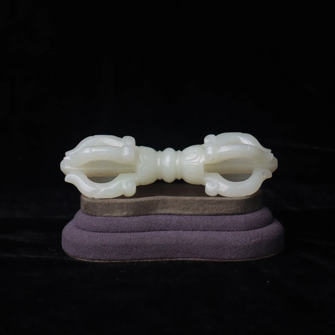 【清】白玉金刚杵把件（长9cm重46g）