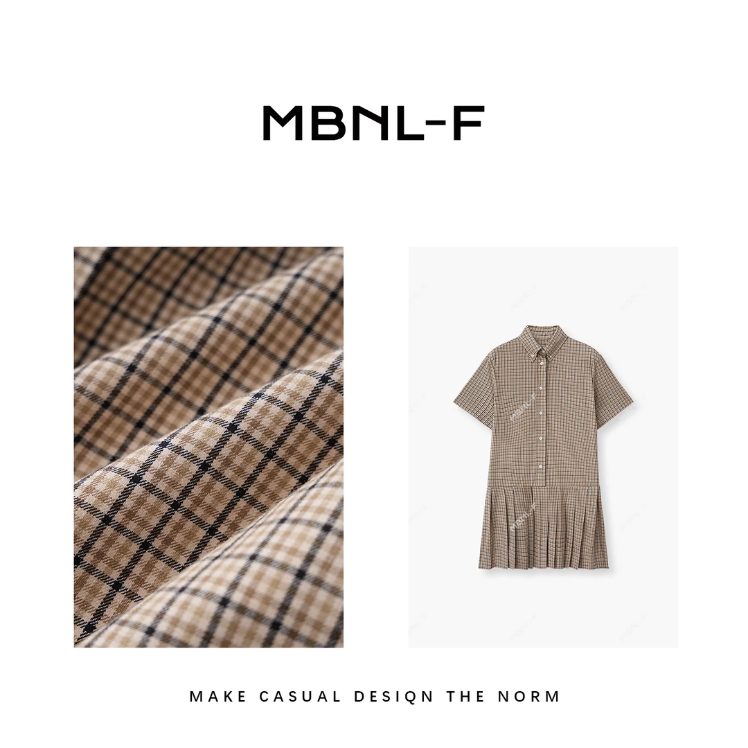 MBNL-F“缪系穿搭”2024S/S新品夏季百搭休闲格纹连衣裙秦磊XM-Q866