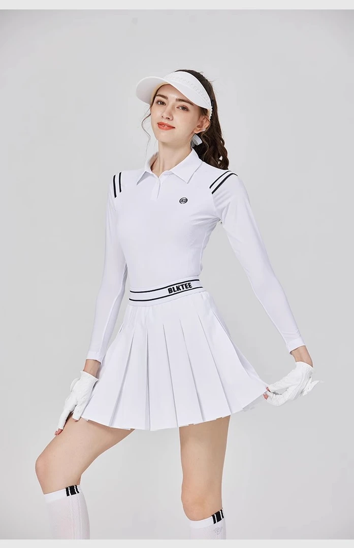 春夏新款高尔夫女装长袖上衣修身翻领防晒衣女速干透气运动球衣