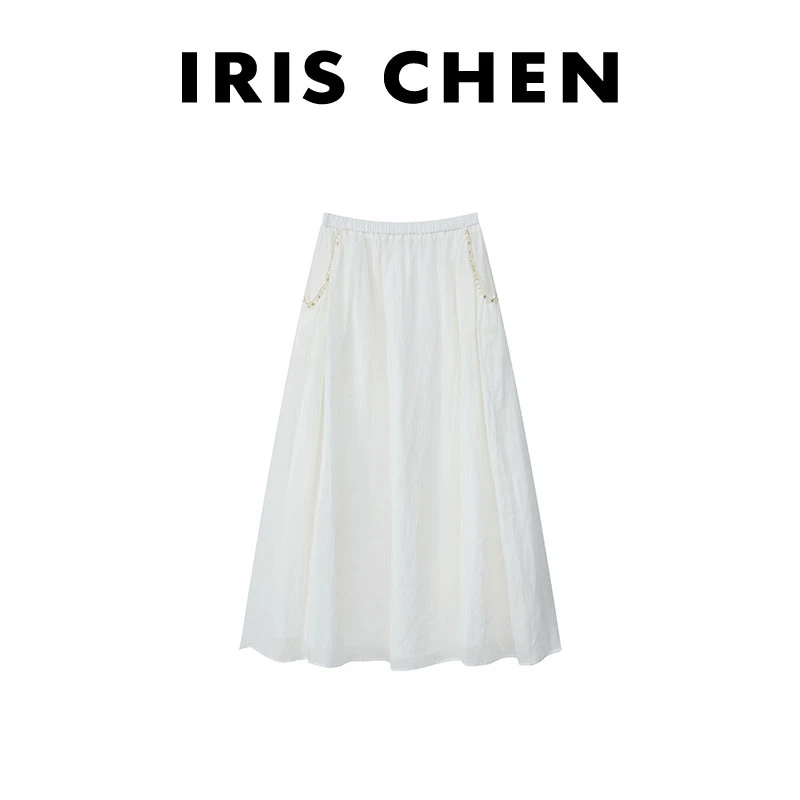 现货IRIS CHEN 罗马裙 2025春夏100苎麻百搭简约半身裙25QZ091