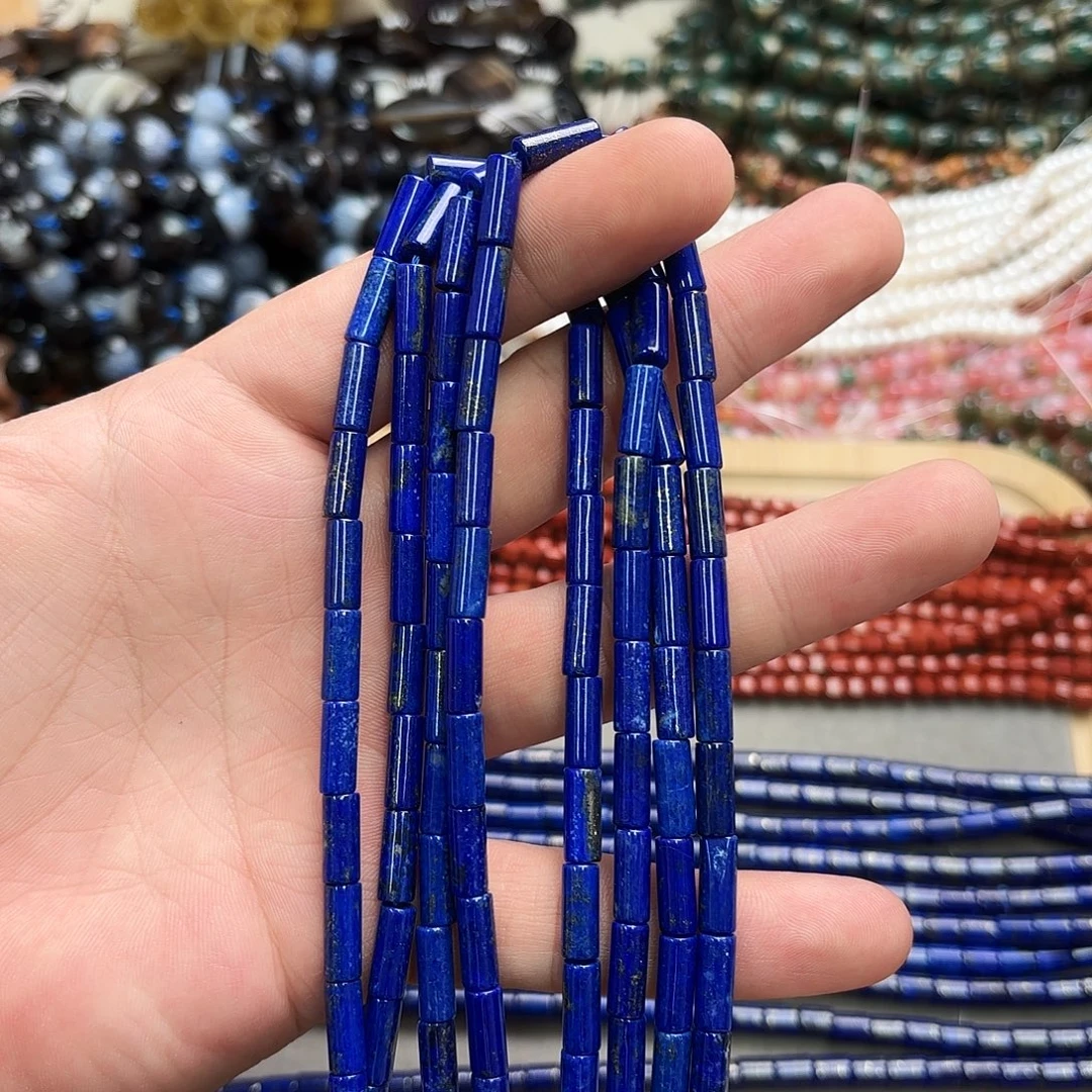 玛瑙/玉髓未镶嵌珠宝半成品4×12青金圆管一条