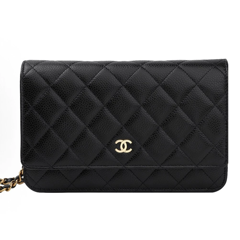 95新 Chanel/香奈儿 荔枝黑金woc链条包芯片15978685